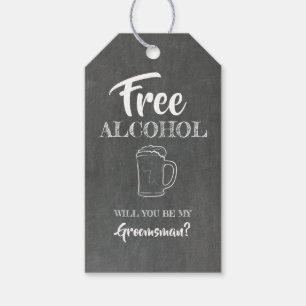 Étiquettes-cadeau Demande témoin de mariage drôle avec alcool gratui