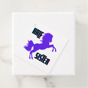 Étiquettes Cadeau Demi-Soeur Pony Violet frère