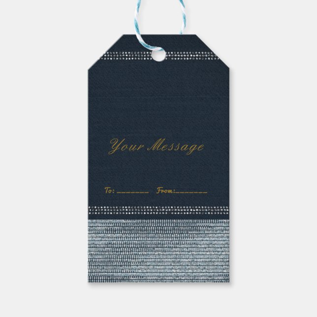 Étiquettes-cadeau Denim & Diamonds Glam Bling Chic Elegant Favoriser (Devant)