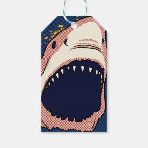 Étiquettes-cadeau Dent de requin en demi-teintes Pop Art Panneau de