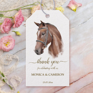 Étiquettes-cadeau Derby cheval fête équestre élégant cheval brun
