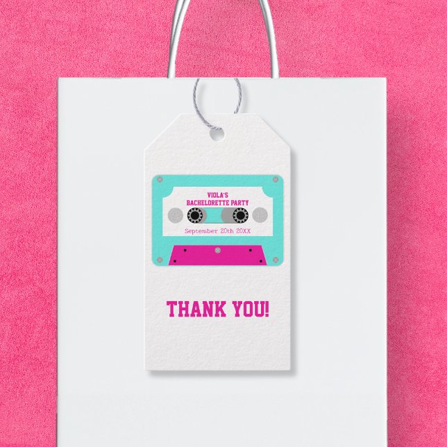 Étiquettes-cadeau Dernier Merci de bande de cassette Disco (Last Disco Cassette Tape Bachelorette Thank You Gift Tags)