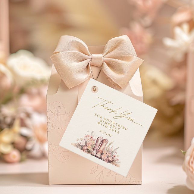 Étiquettes Cadeau Dernier Rodéo Bottes Fleuris Invitation Mariage Co (Créateur téléchargé)