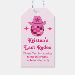 Étiquettes-cadeau Dernier Rodéo Pink Disco Cowgirl Enterrement de Vi