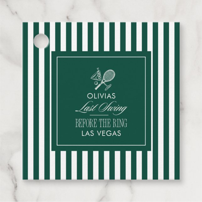 Étiquettes Cadeau Dernier Swing avant l'anneau vert enterrement de v (Devant)