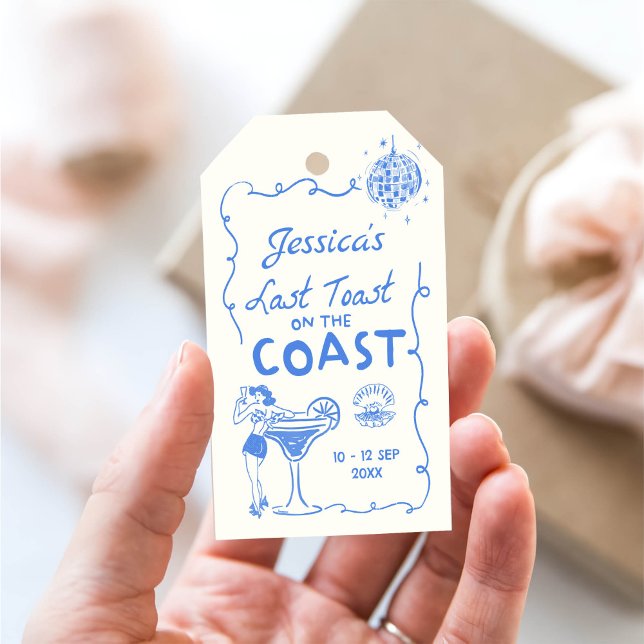 Étiquettes-cadeau Dernier Toast Coast Beach Bachelorette Party (Créateur téléchargé)