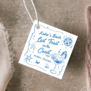 Étiquettes Cadeau Dernier Toast Coast Beach Blue Bachelorette Party