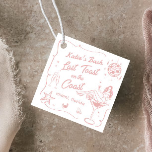 Étiquettes Cadeau Dernier Toast Coast Beach Pink Bachelorette Party