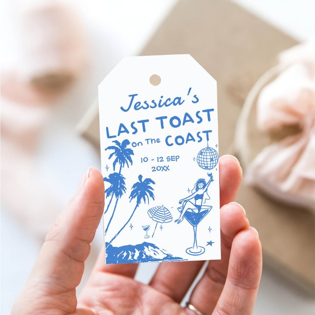 Étiquettes-cadeau Dernier Toast Coast en Whimsical Bachelorette (Créateur téléchargé)