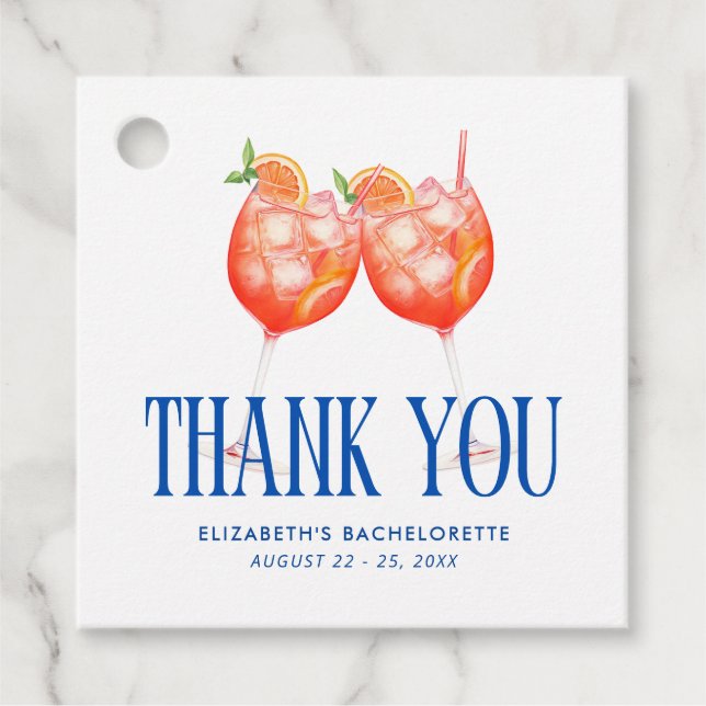 Étiquettes Cadeau Dernier toast sur la côte Aperol Spritz Bacheloret (Devant)
