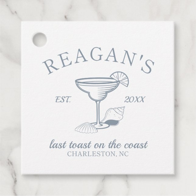 Étiquettes Cadeau "Dernier Toast sur la Côte" Enterrement de vie de  (Devant)
