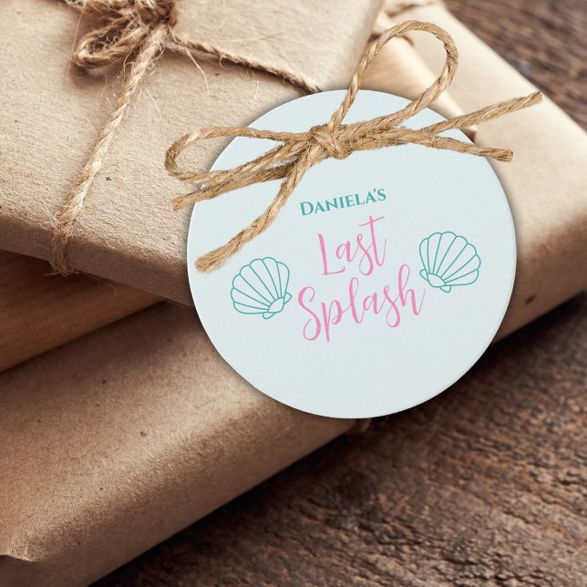 Étiquettes Cadeau Dernière Fête de Bachelorette de la plage Shell Sp (last splash pool bachelorette party gift tag shell mermaid)