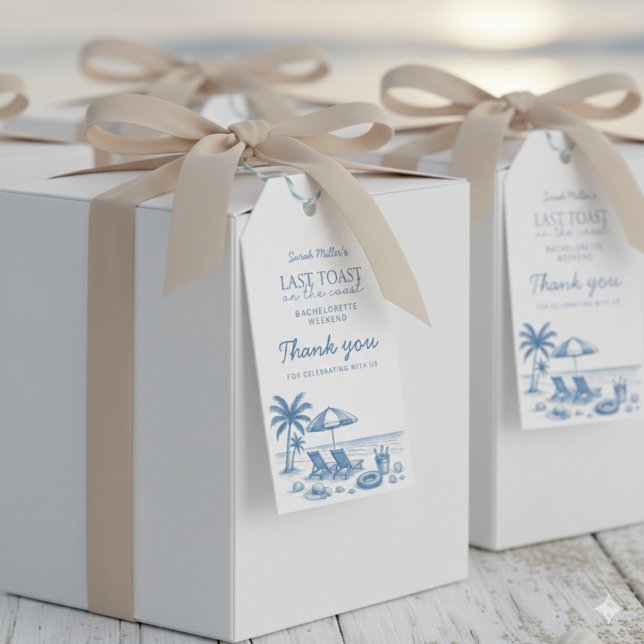 Étiquettes-cadeau Dernière Toast sur la Côte EVJF Merci (Créateur téléchargé)