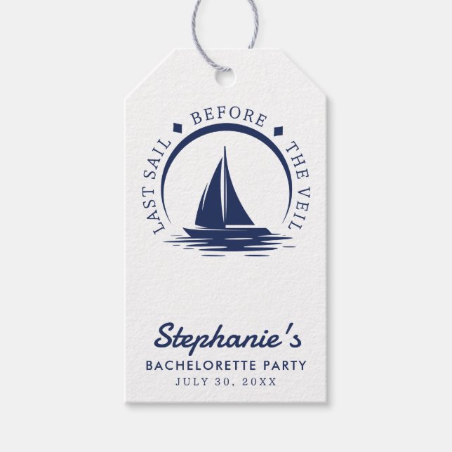 Étiquettes-cadeau Dernière voile avant le Veil Bachelorette Party (Devant)