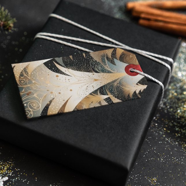 Étiquettes-cadeau Des Arbres De Cuivre Dans Un Design Motif De Forêt (Copper and gold whimsical and fun holiday gift tag for Christmas presents. )