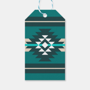 Étiquettes-cadeau Design aztèque en couleur turquoise