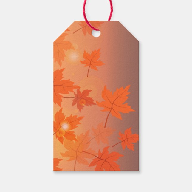 Étiquettes-cadeau Design d'automne avec feuilles d'érable et effet b (Devant)
