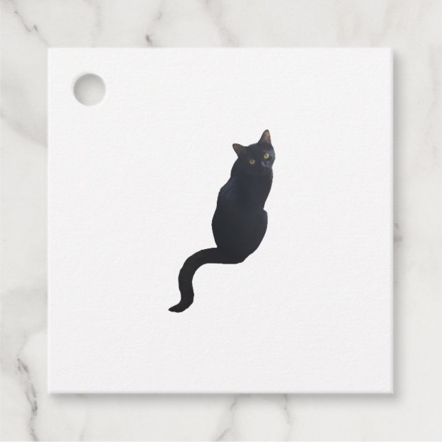 Étiquettes Cadeau Design de chat noir (Devant)