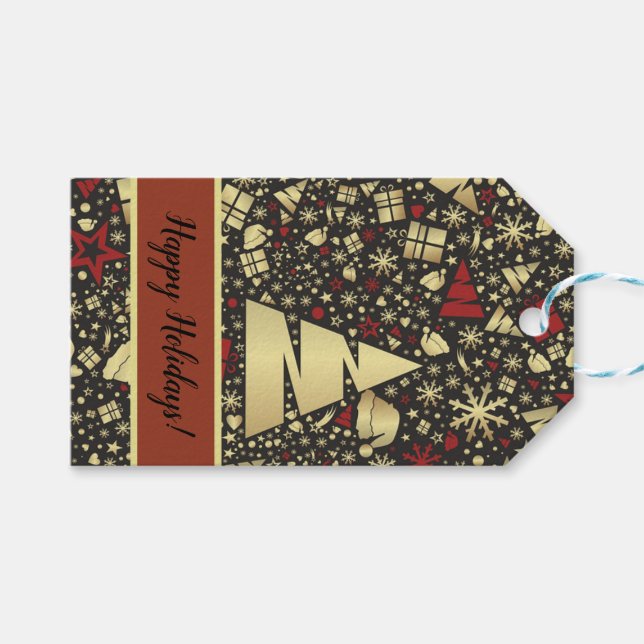 Étiquettes-cadeau Design de Noël élégant (Devant (Horizontal))