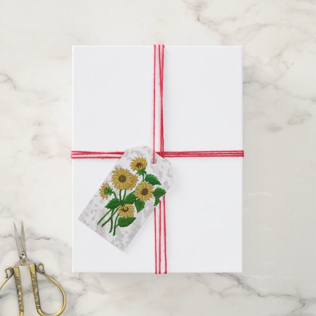 Étiquettes-cadeau Design des tournesols (Avec de la ficelle)