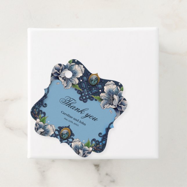 Étiquettes Cadeau Design élégant bleu celtique (En situation)