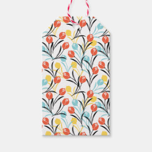 Étiquettes-cadeau Design floral Motif de Tulipe en blanc