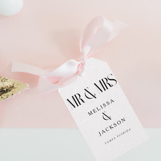 Étiquettes-cadeau Design minimaliste chic Mariage Merci blanc (Créateur téléchargé)