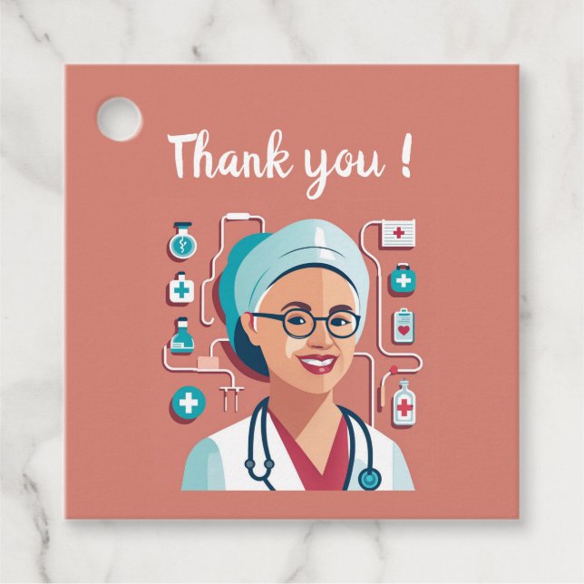 Étiquettes Cadeau design sympa pour remercier les infirmières (Devant)