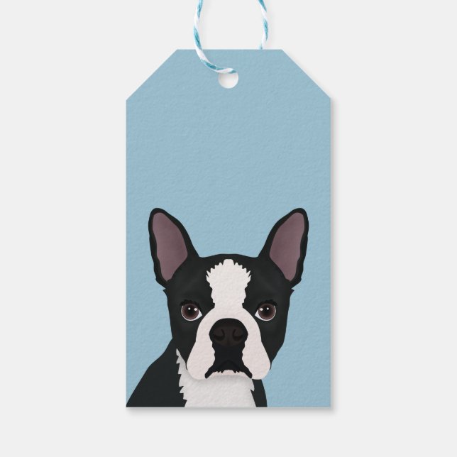 Étiquettes-cadeau dessin animé de boston terrier (Dos)