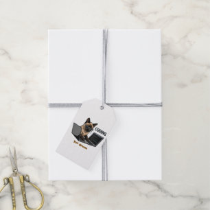 Étiquettes-cadeau Dessin animé de chat siamois codeur