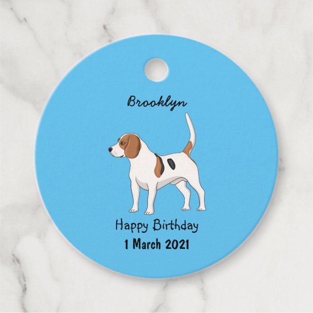 Étiquettes Cadeau dessin animé de chien beagle (Devant)