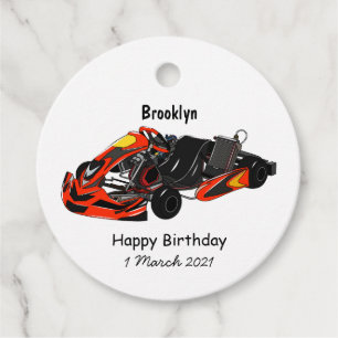 Étiquettes Cadeau dessin animé de Kart racing