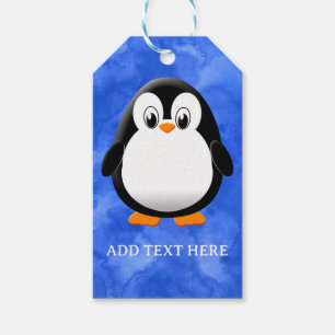 Étiquettes-cadeau Dessin animé de pingouin mignon personnalisé aquar