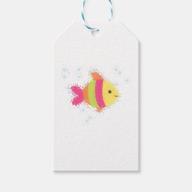 Étiquettes-cadeau Dessin animé de poisson mignon (Devant)
