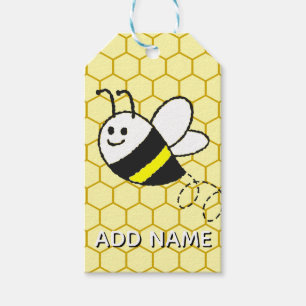 Étiquettes-cadeau Dessin de nid d'abeille personnalisé au nom de la