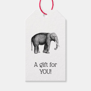 Étiquettes-cadeau Dessin d'éléphant vintage