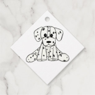 Étiquettes Cadeau Dessin simple de contour de chien Dalmatien rembou
