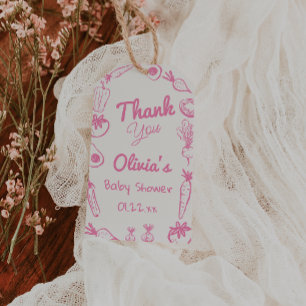 Étiquettes-cadeau Dessiné rose Localement Cultivé Fille Bébé Douche
