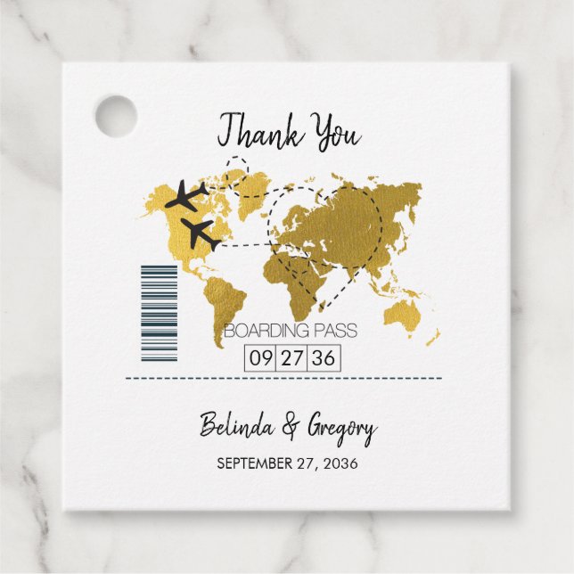 Étiquettes Cadeau Destination Boarding Pass Cadeau Mariage (Devant)