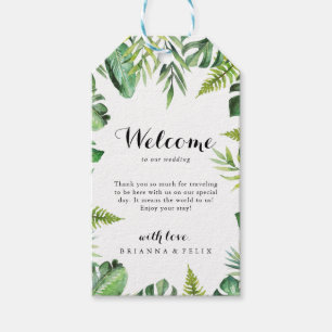 Étiquettes-cadeau Destination Mariage de verdure tropicale