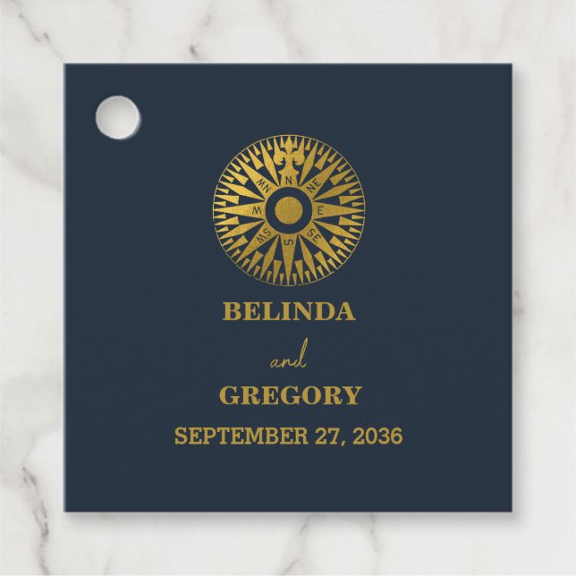 Étiquettes Cadeau Destination Mariage Passeport Compass Mariage Fave (Devant)