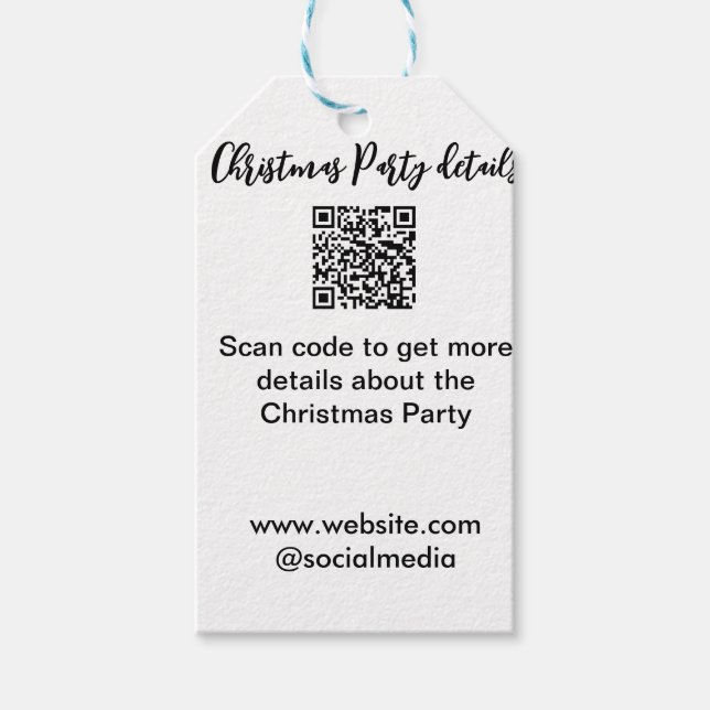 Étiquettes-cadeau Détails du site web social du code QR de la fête d (Devant)