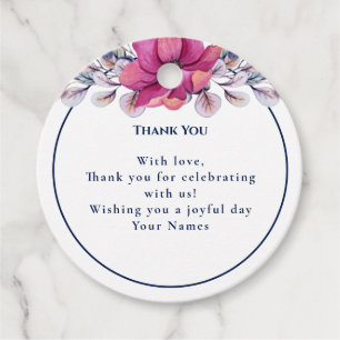 Étiquettes Cadeau Détails Fuchsia Pink Navy Enseigne QR Code RSVP