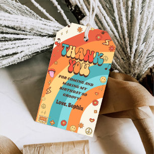 Étiquettes-cadeau Deux Babe Retro Super Rainbow 2e fête d'anniversai