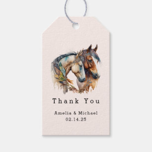 Étiquettes-cadeau Deux beaux chevaux Merci Mariage occidental