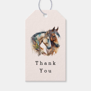 Étiquettes-cadeau Deux beaux chevaux Western Boho Merci