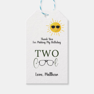 Étiquettes-cadeau Deux Cool Sunglass 2e soleil d'anniversaire