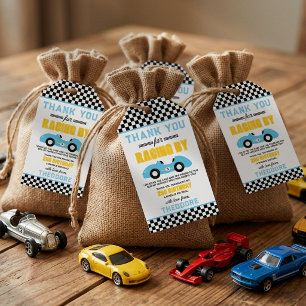 Étiquettes-cadeau Deux courses de voitures rapides pour une 2ème fêt