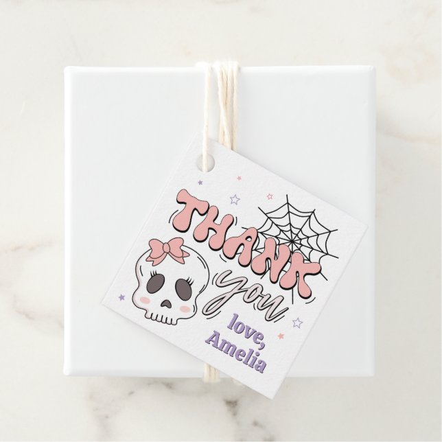 Étiquettes Cadeau Deux Éffrayant rose pâle Halloween Anniversaire Me (En situation)