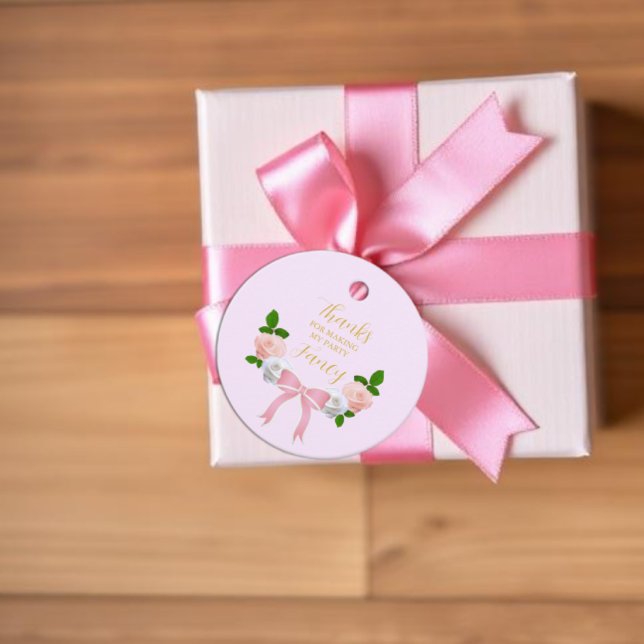 Étiquettes Cadeau Deux Fancy Bow Floral Anniversaire (Créateur téléchargé)